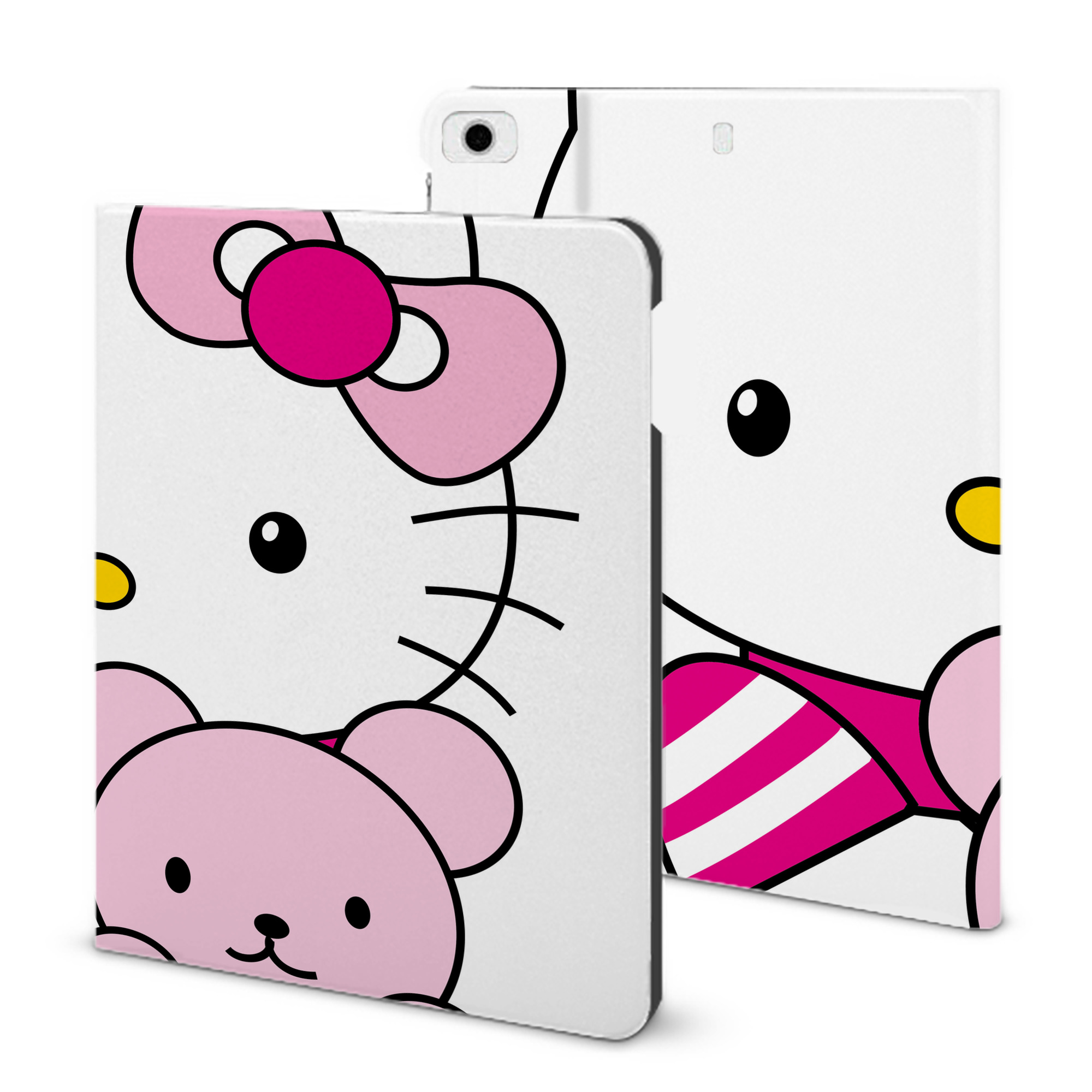 （画像用） Hello Kitty ハローキティ IPad ケース ブック型 PUレザー TPU 耐衝撃 軽量 薄型 ペン収納なし 全面保護 IPad 各モデル対応